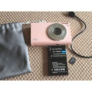 Pink DC402 Digital Camera 48.0MP 4K 16X Zoom Compact Digicam Bundle 32GB Card